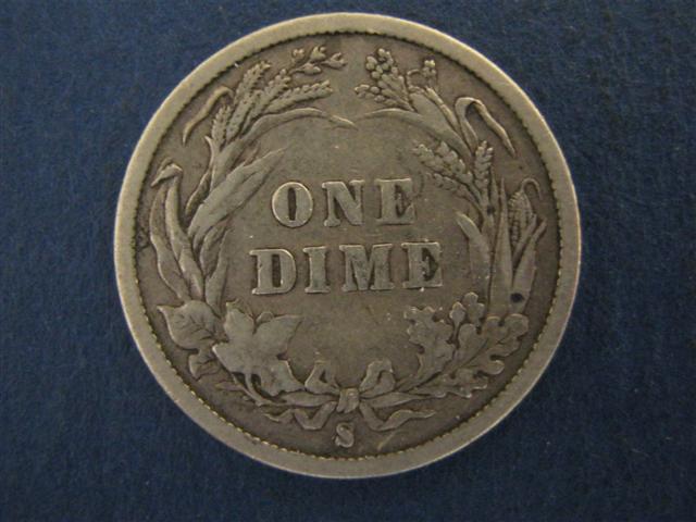 1893-S Barber Dime VG reverse